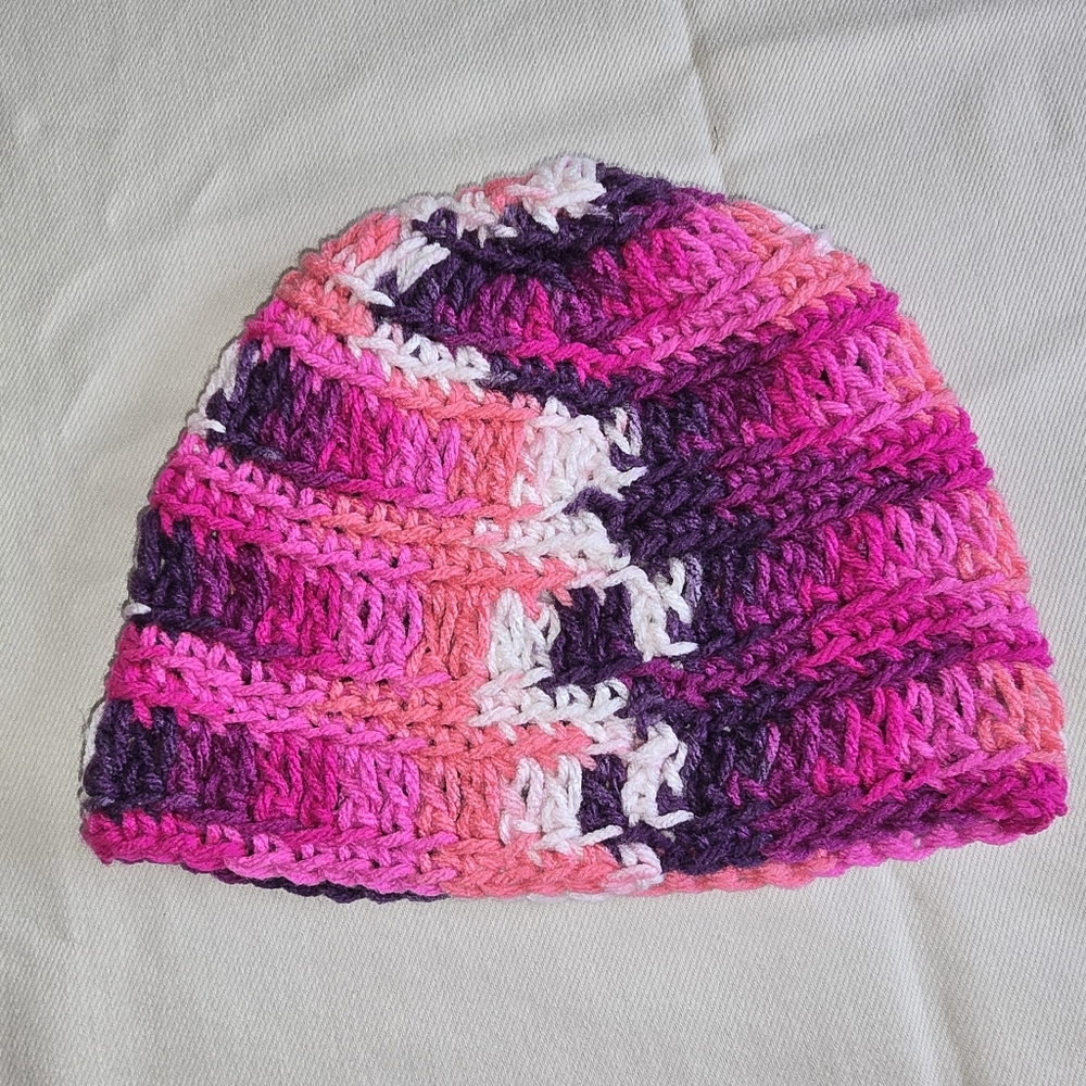 Pink and purple crochet beanie crochet beanieseason - Picture 5 of 7
